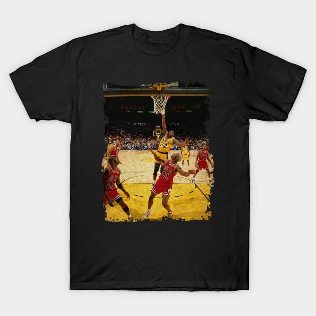 Magic Johnson vs Dennis Rodman and Michael Jordan, 1996 T-Shirt by Omeshshopart